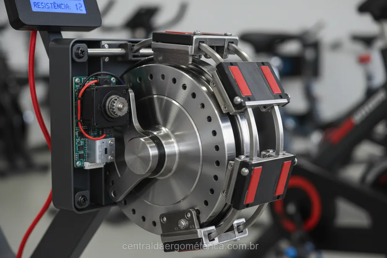 Mecanismo interno de bicicleta ergométrica com resistência magnética
