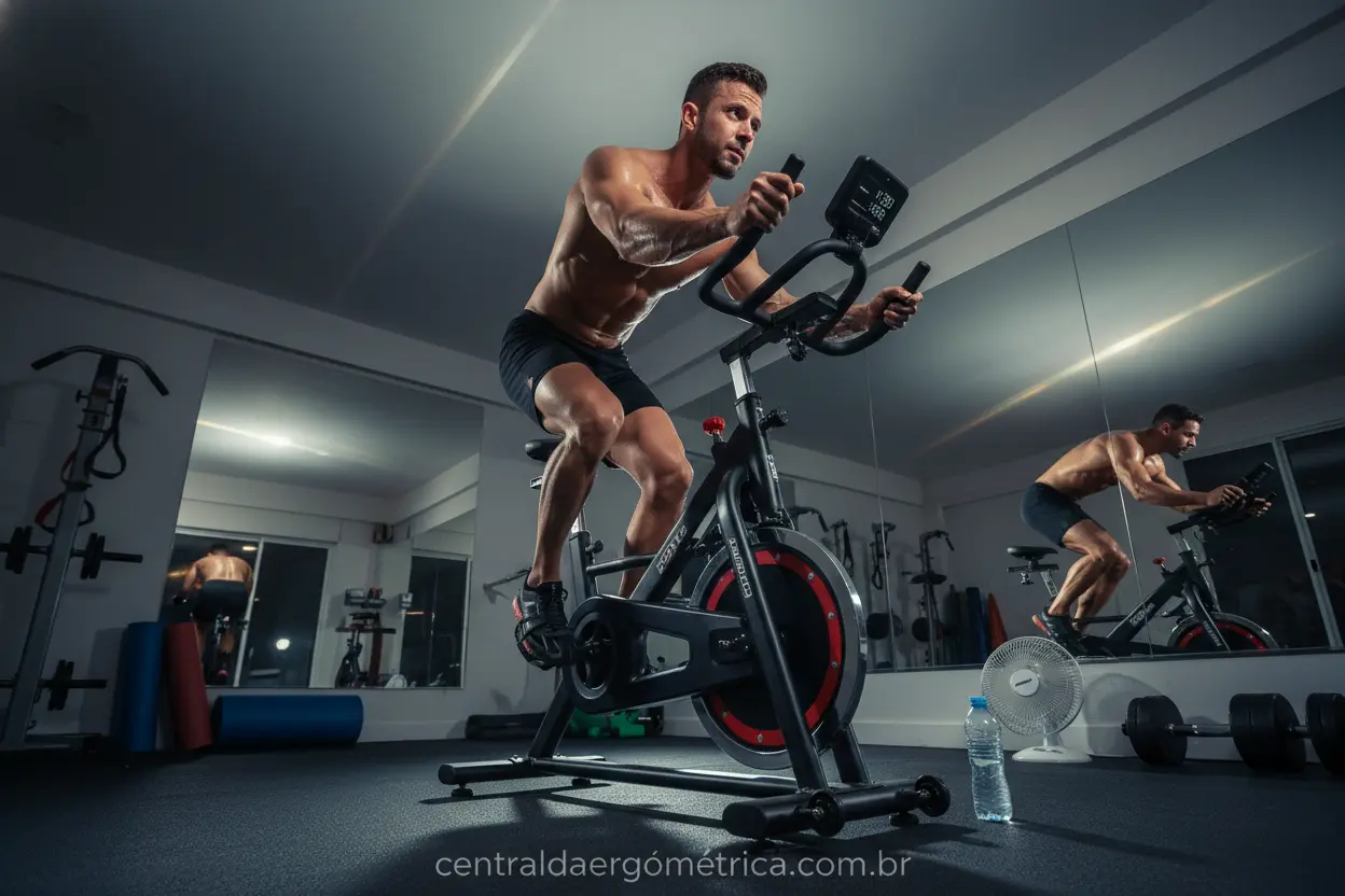 Treino de alta intensidade em bicicleta ergométrica