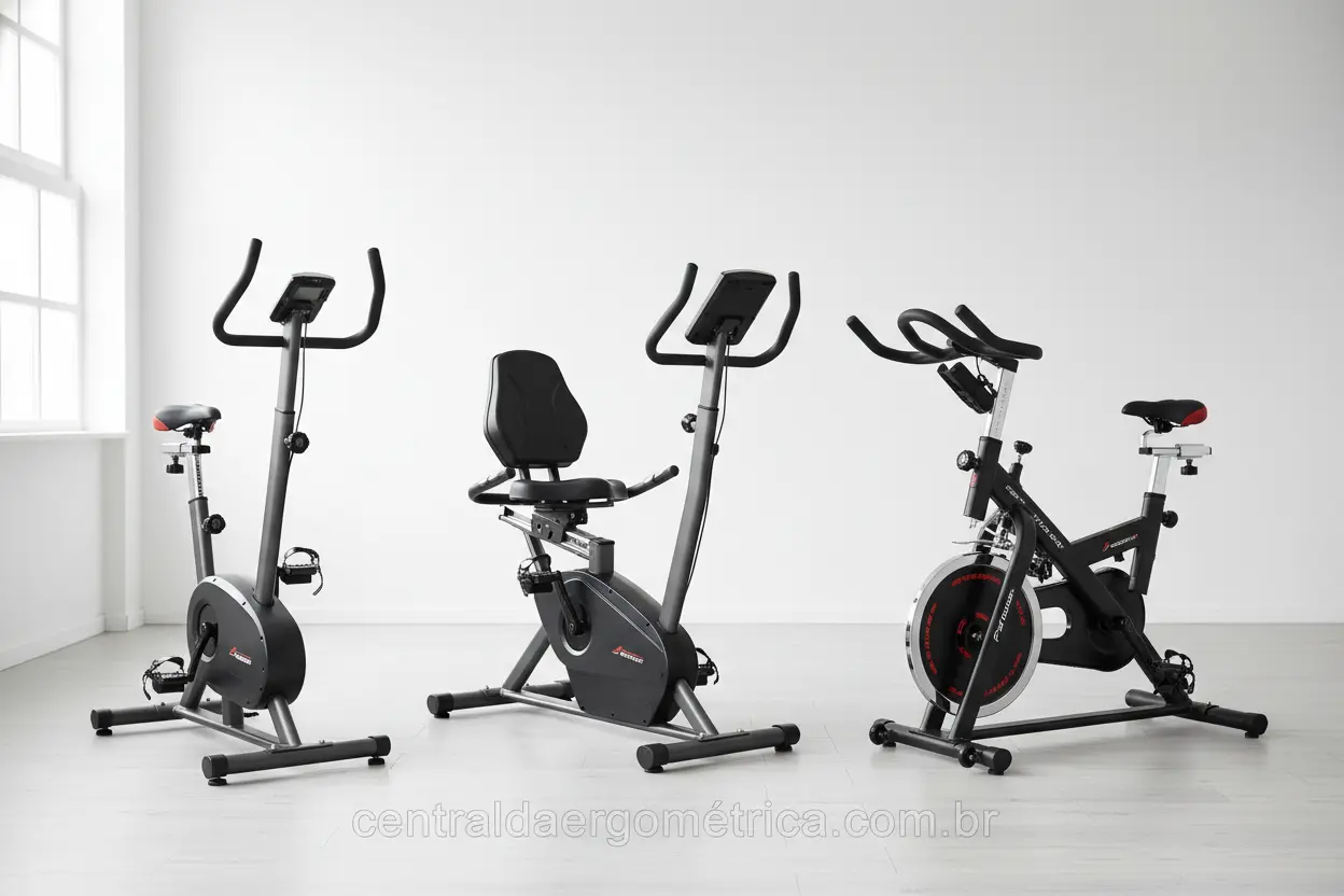 Diferentes tipos de bicicletas ergométricas para treino
